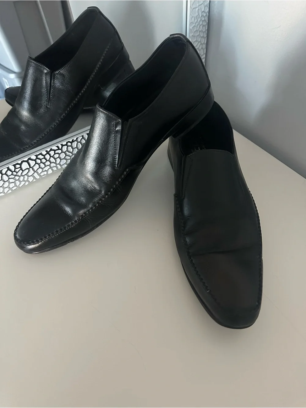 ADELS Shoes Classic Men's Black Leather Slip-On Dress Shoes Sz US 12/30cm A EU46